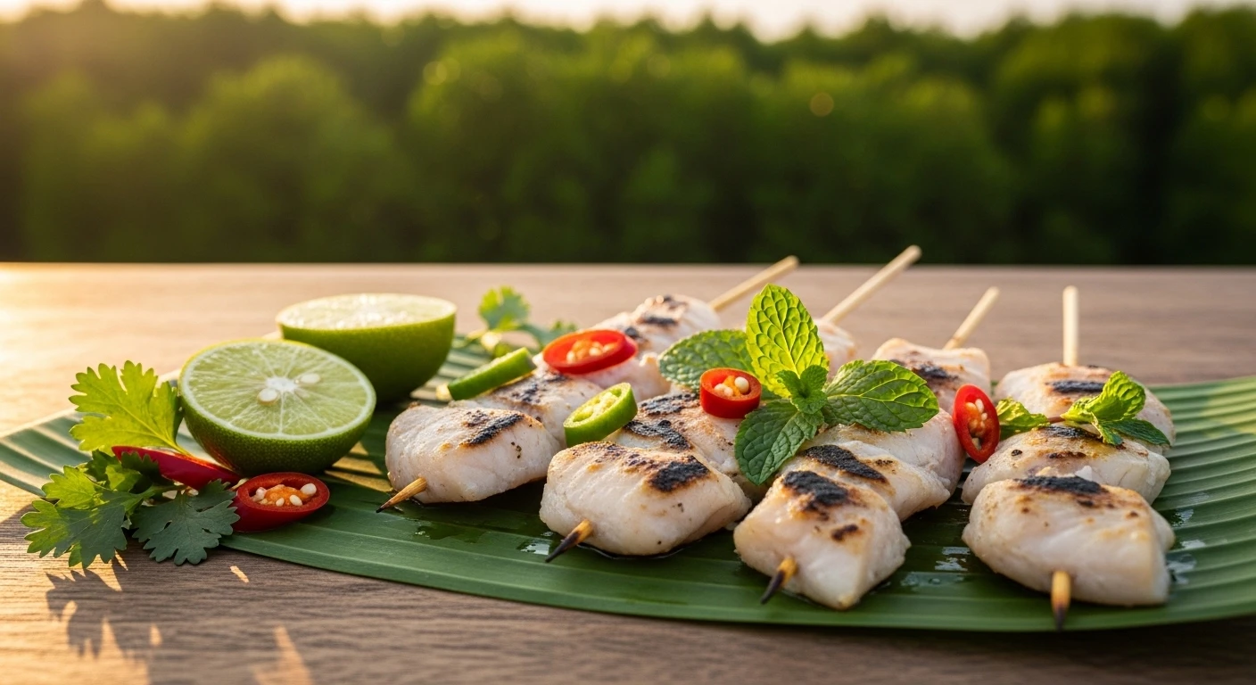 A small boat navigating through dense mangrove tunnels in Ca Mau, Vietnam