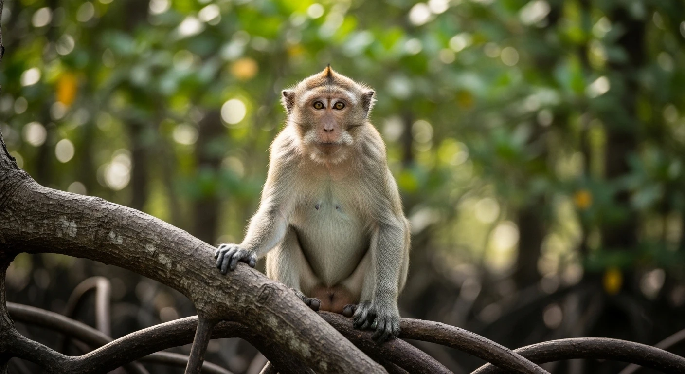 Speedboat navigating through dense Can Gio mangrove channels, Vietnam.