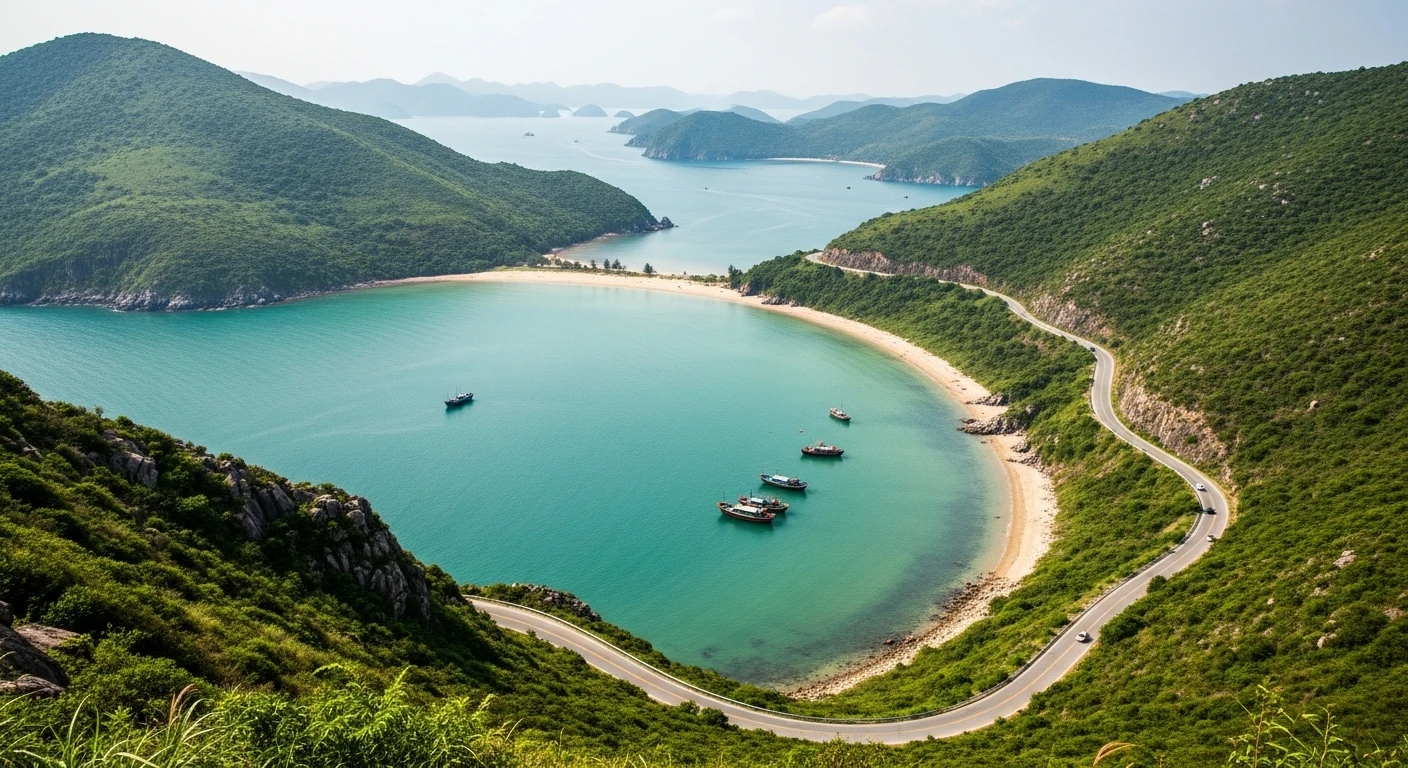 View of Lang Co Bay from the descent of Hai Van Pass