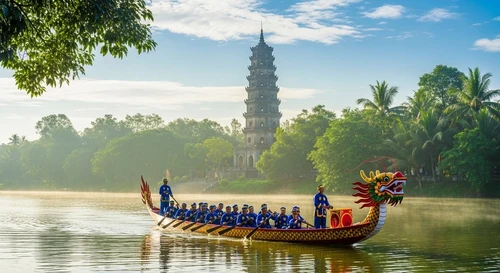 Thien Mu Pagoda & The Perfume River Dragon Boats