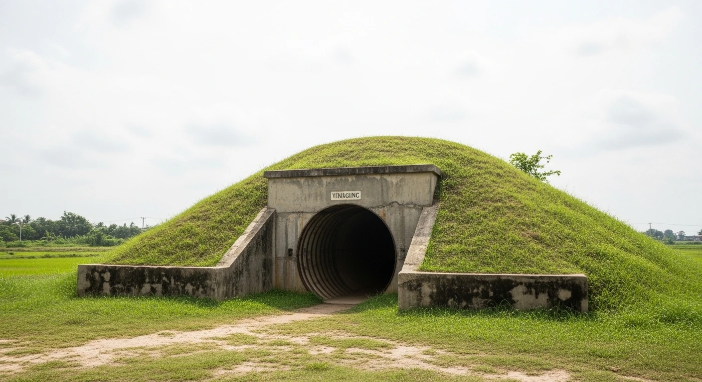 Entrance to the Vinh Moc tunnels, showing the small, reinforced opening