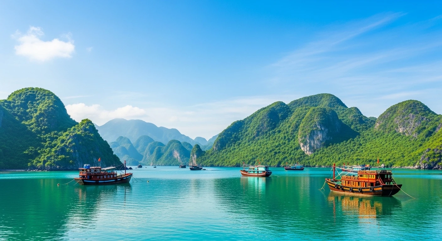 Panoramic view of Vung Ro Bay with its distinctive rugged coastline and calm waters.