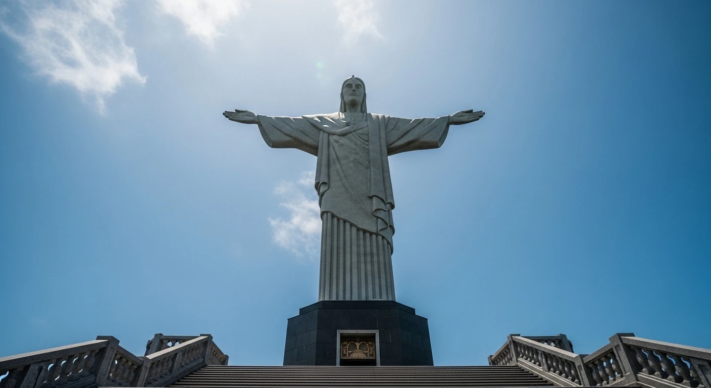 The towering Christ the King statue in Vung Tau, Vietnam, against a clear blue sky.